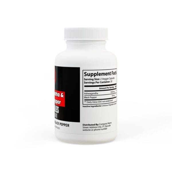 Ashwagandha and Black Pepper Supplement (60 capsules) - Image 3